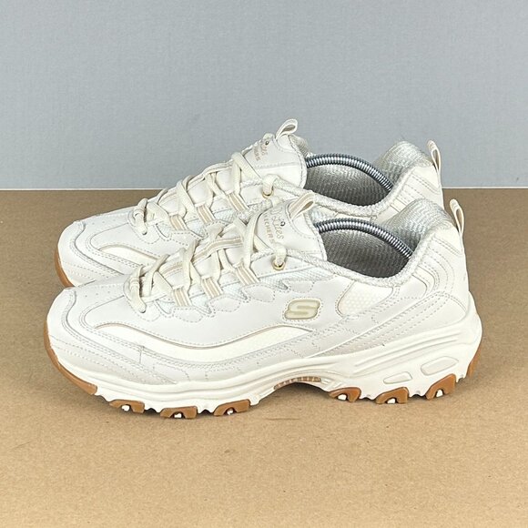 Skechers D'Lites Good Neutral Memory Foam Walking Shoes Womens 10 Off White - Picture 1 of 11